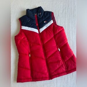 Tommy Hilfiger Sport Women's Red + Blue puffer Vest Size XS